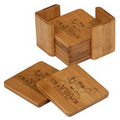 Bamboo 6 Coaster Set w/Holder